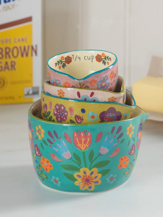 Natural Life Nesting Measuring Cups Folk Flower