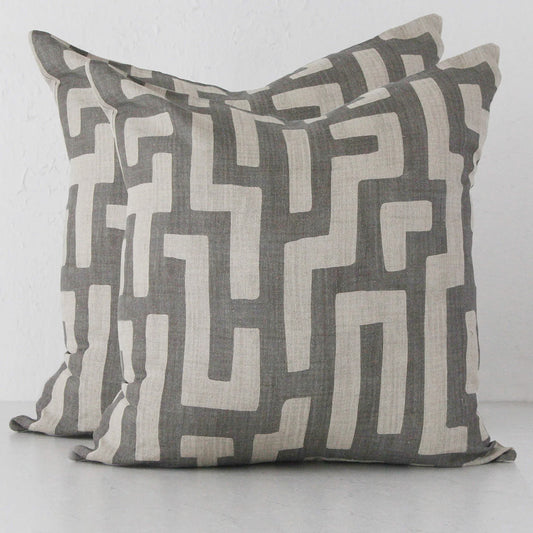 Madras Link Ivory Kent Charcoal Cushion 55 CM