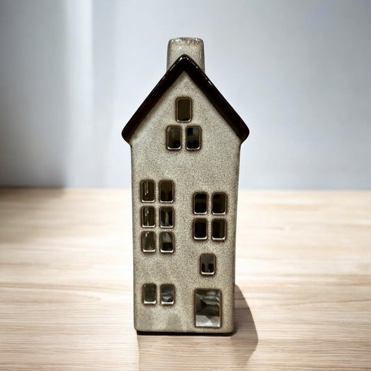 Yellow Rock Decor Tealight House Large Beige