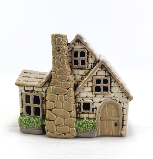 Yellow Rock Decor Tealight House Cream Stone Cottage