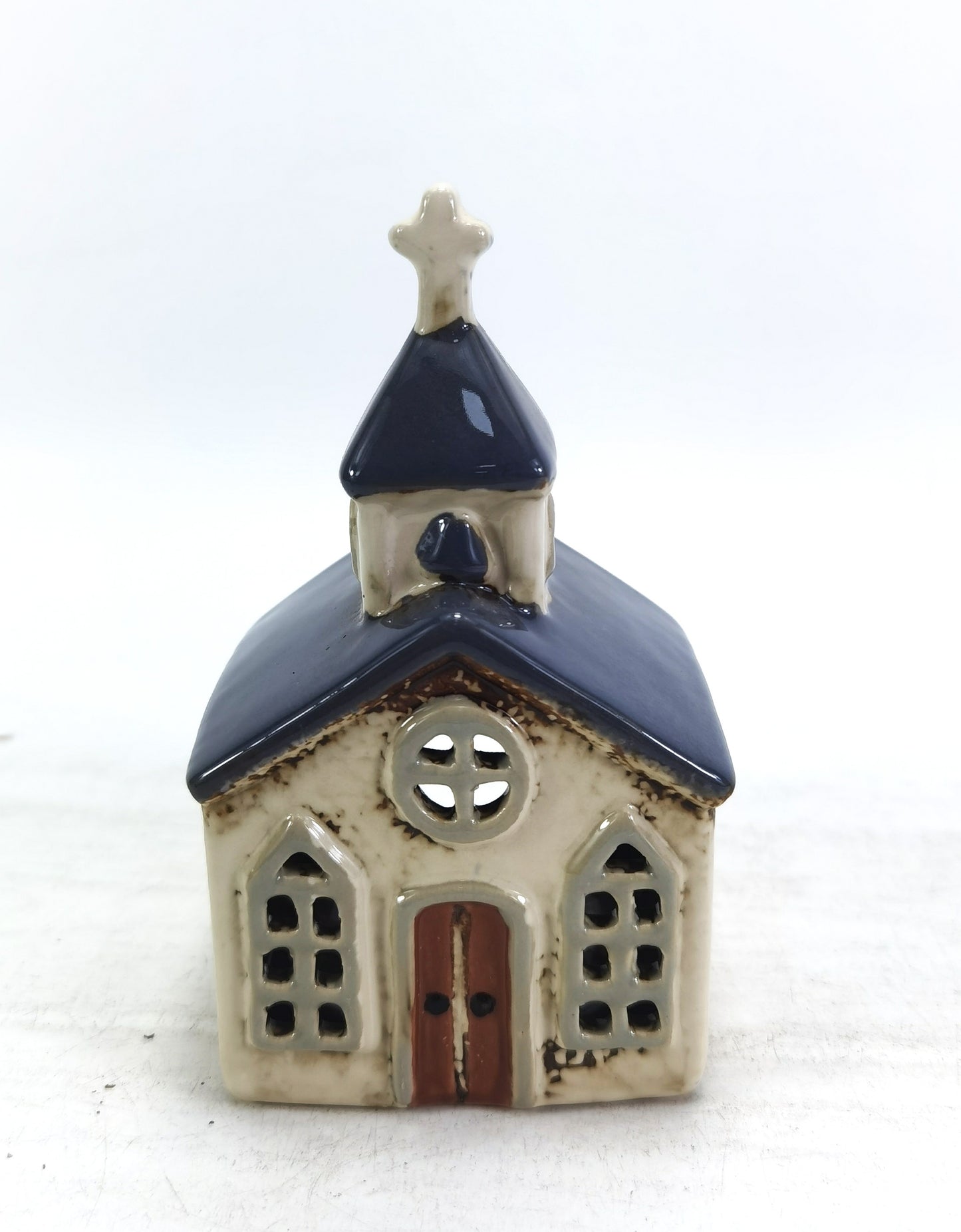 Yellow Rock Church Cream & Blue Tealight