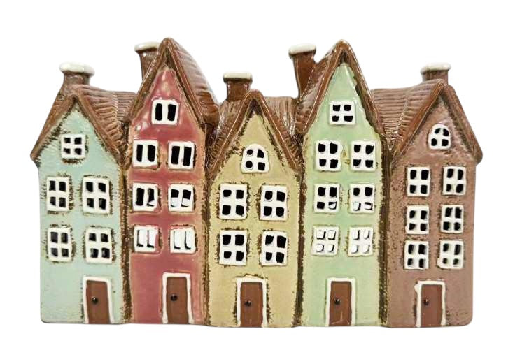 Yellow Rock Pastel Five Houses