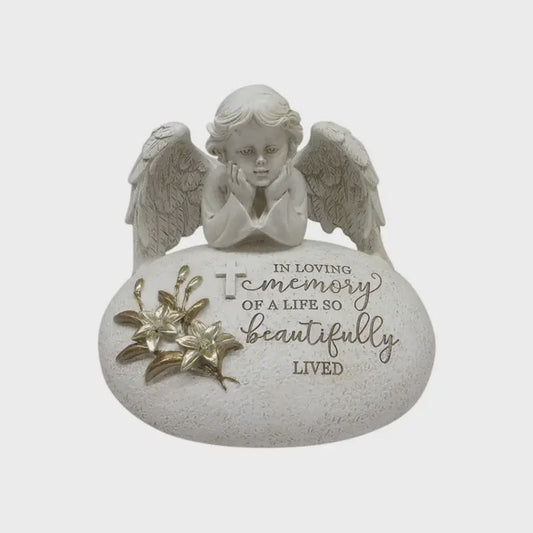 Memorial Angel on Inspirational Rock 15cm