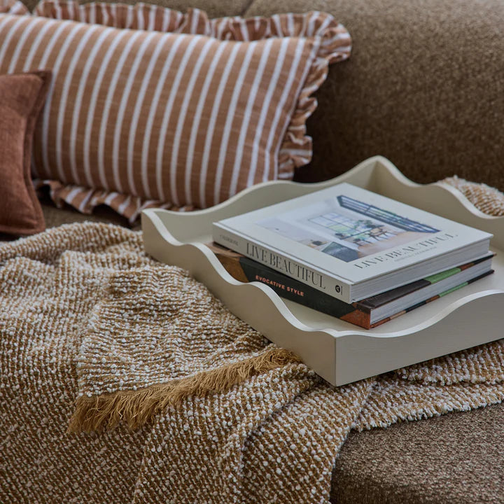 Madras Link Clara Woven Throw - Camel/Cream