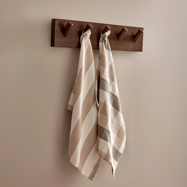 Madras Link Waffle Teatowel Set/2 - Coffee