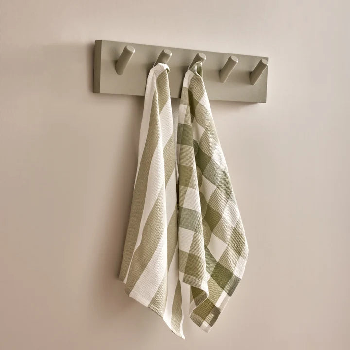 Madras Link Waffle Teatowel Set/2 - Green