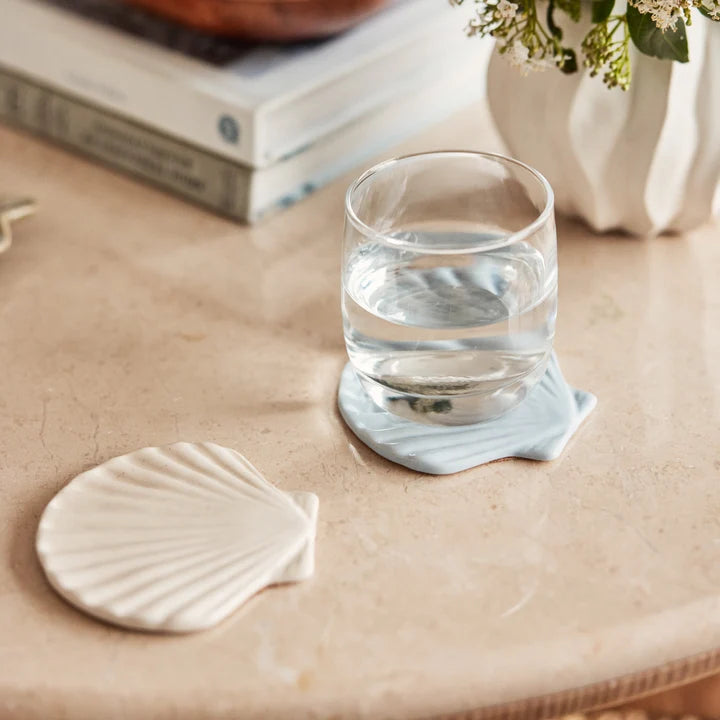 Madras Link Seashell Coasters - Off-White