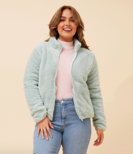 Caroline Morgan Teddy Jacket - Mint