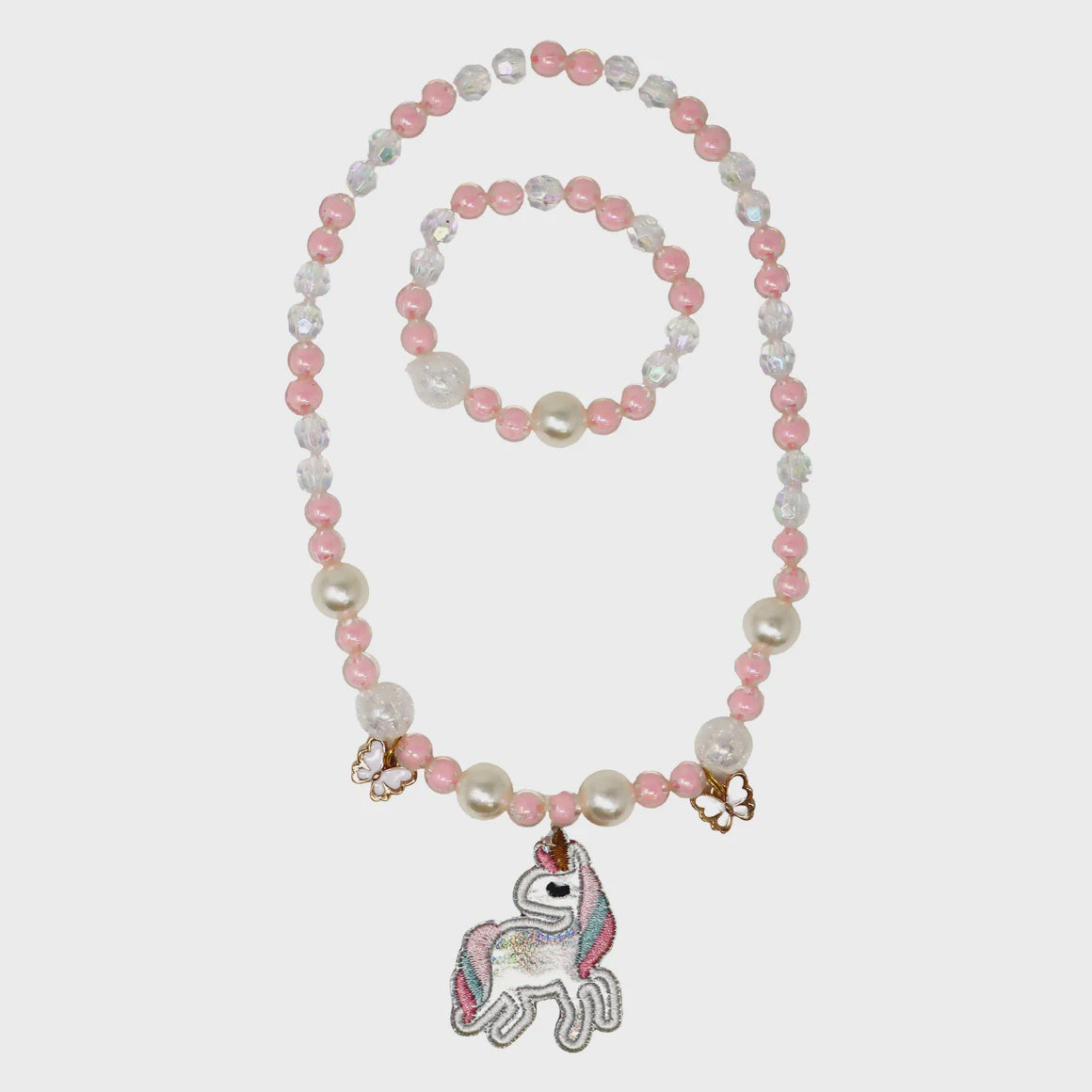 Pink Poppy Dream Unicorn Necklace & Bracelet Set