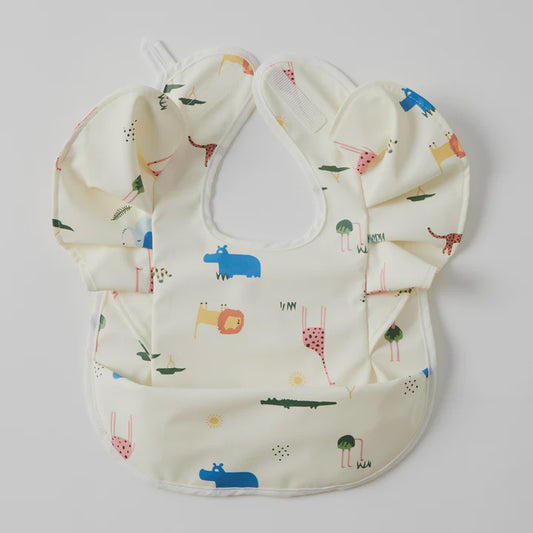 Nordic Kids Waterproof Frilled Bib - Zoo