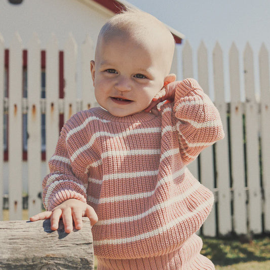 Kynd Baby Chunky Rib Knit Jumper - Cameo Stripe