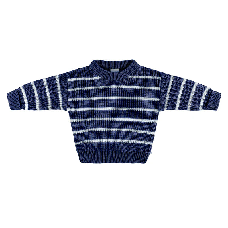 Kynd Baby Chunky Rib Knit Jumper - Navy Stripe