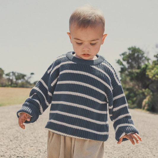 Kynd Baby Chunky Rib Knit Jumper - Navy Stripe