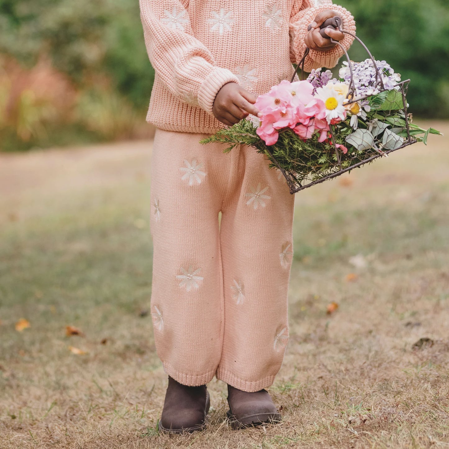 Kynd Baby Embroidered Knit Flare Pant - Pearl
