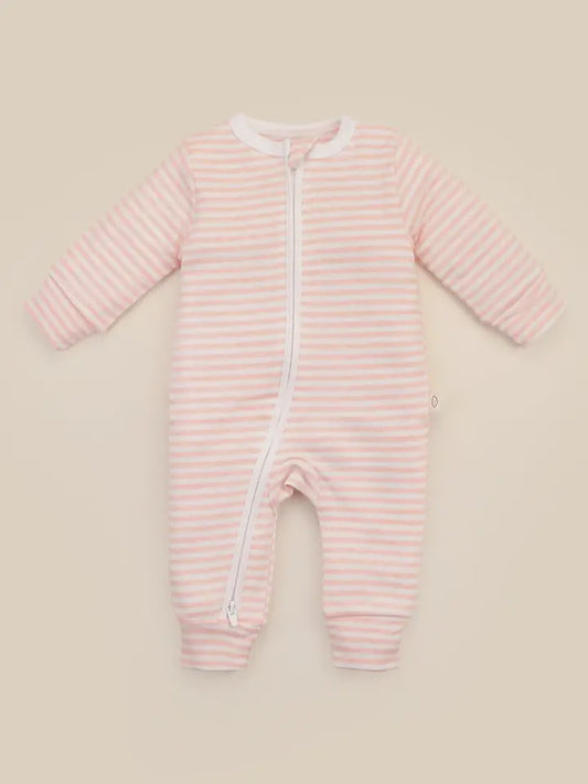 Lummi Organic Cotton Growsuit - Pink Stripes