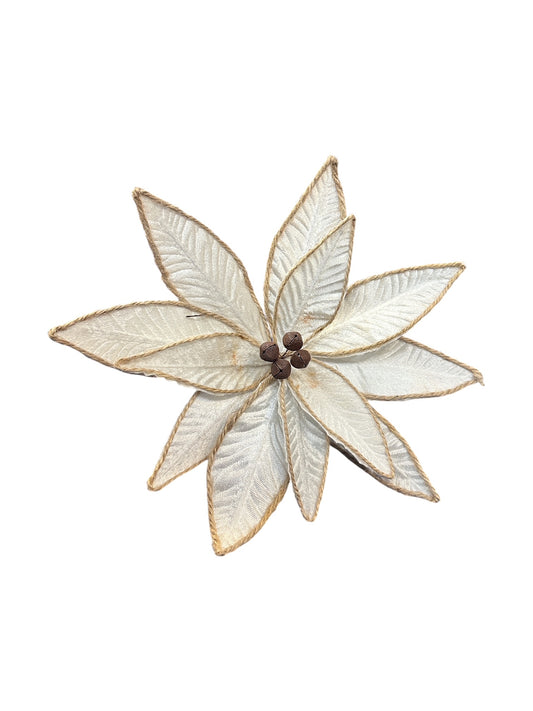 Gala Poinsettia w/ Bells - White