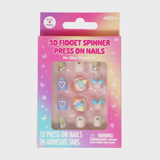 Pink Poppy 3D Fidget Spinner Press-on Nails