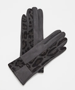 Stella + Gemma Gloves - Leopard Block Grey