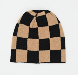 Stella + Gemma Check Beanie - Natural
