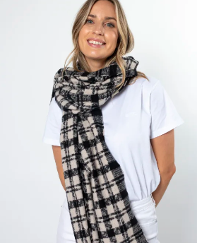 Stella + Gemma Plaid Scarf - Black