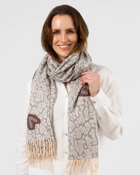 Stella + Gemma Hearts Scarf - Grey