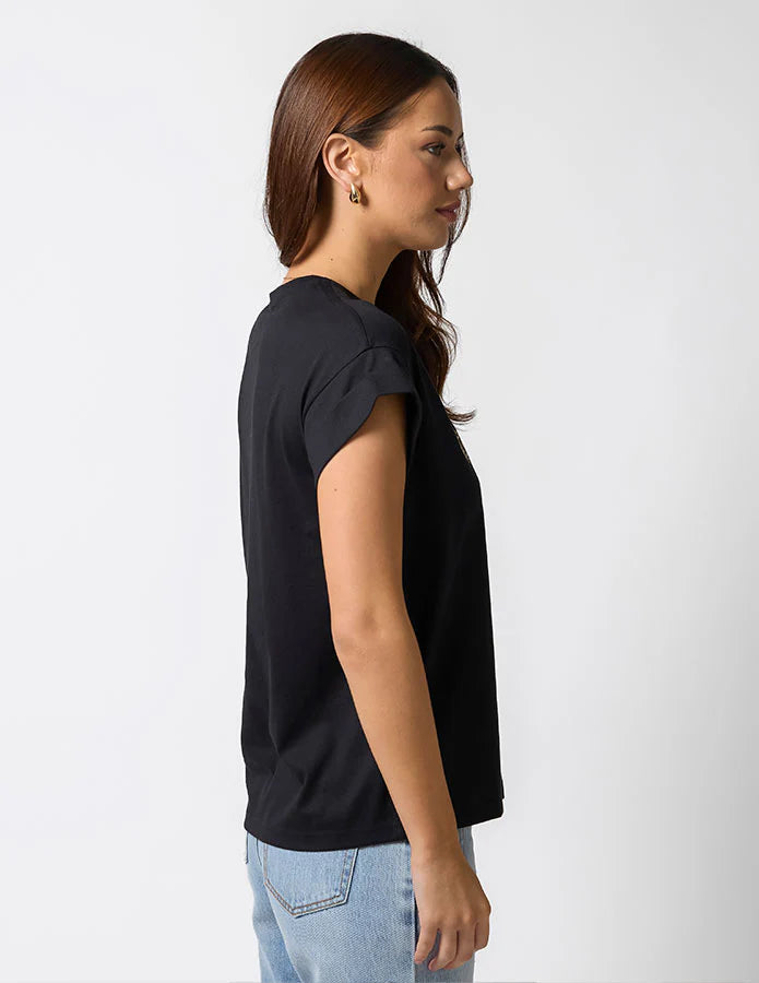 Stella + Gemma Cuff Sleeve California T-shirt Black/Leopard