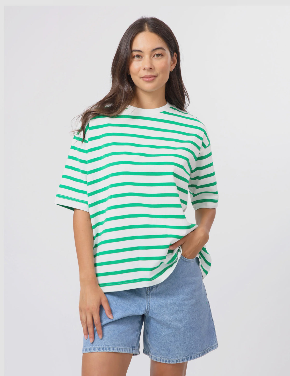 Stella + Gemma Porter Tee - Emerald Stripe
