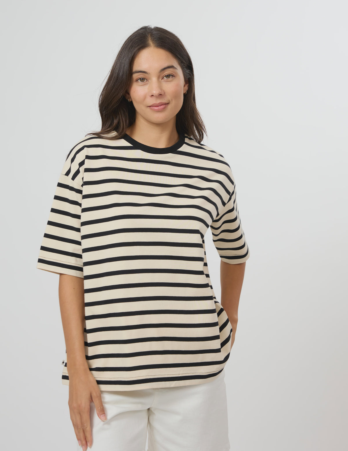 Stella + Gemma Porter Tee - Ecru & Black Stripe