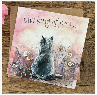 Alex Clark Art Cat & Meadow Flowers Thinking of You