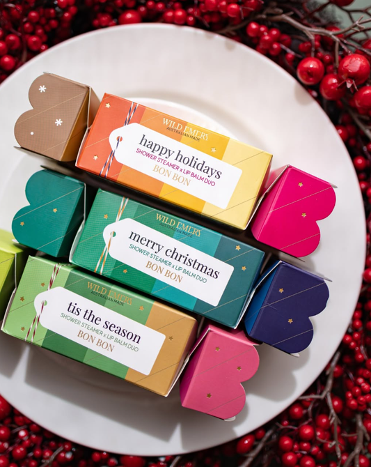 Wild Emery Shower Steamer & Lip Balm Duo Bon Bons 3 titles