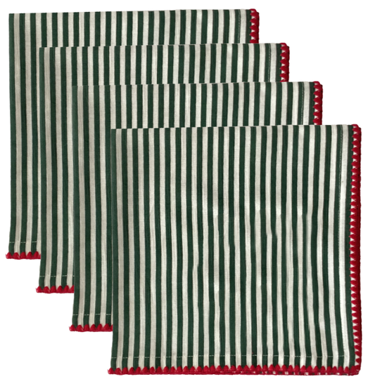 j.elliot Christmas Stripe Napkins 4 pack