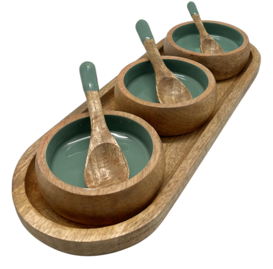 j.elliot Corinne Serving Tray with Dip Bowls & Spoons