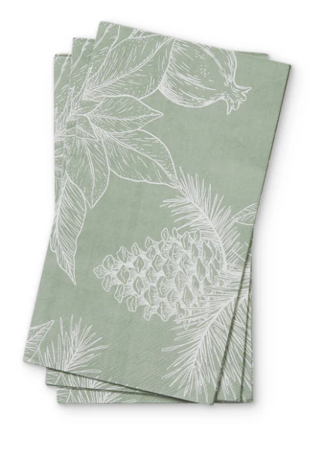 Madras Link Poinsettia Green Paper Napkins 20pc
