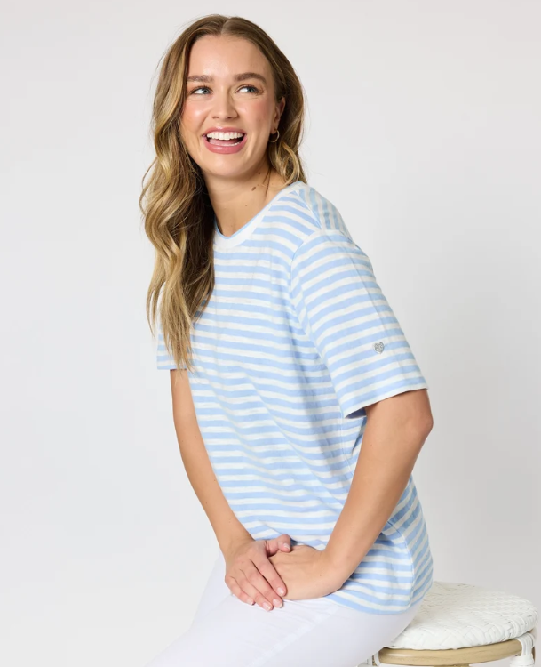 Threadz Charmed Stripe Tee - Sky Blue