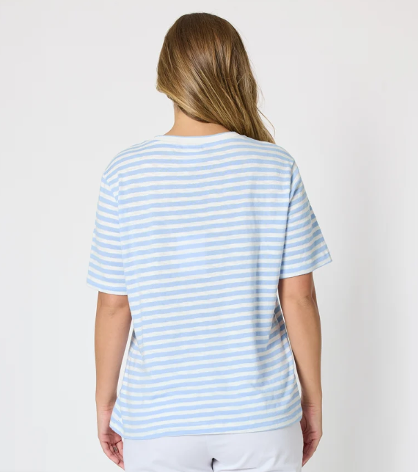 Threadz Charmed Stripe Tee - Sky Blue