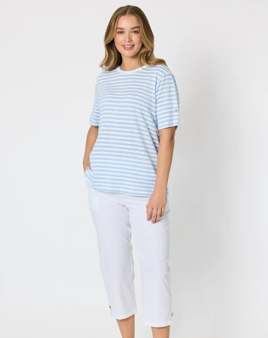 Threadz Charmed Stripe Tee - Sky Blue