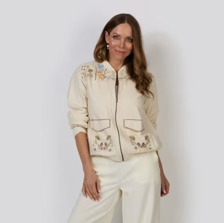 Talisman Fleur Bomber Jacket Off White