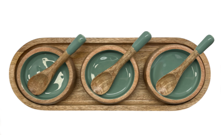 j.elliot Corinne Serving Tray with Dip Bowls & Spoons