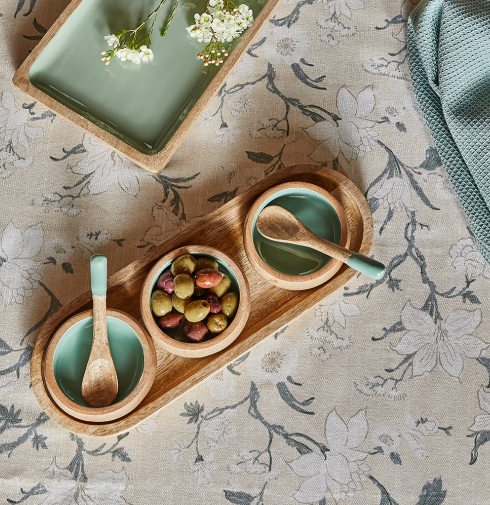 j.elliot Corinne Serving Tray with Dip Bowls & Spoons