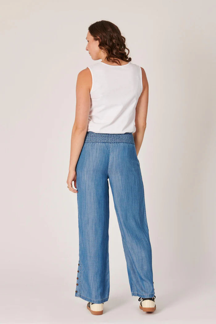 One Ten Willow Shirred Waistband Pant - Blue