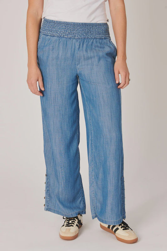 One Ten Willow Shirred Waistband Pant - Blue