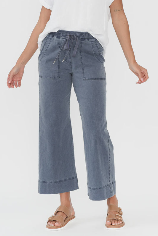 Cafe Latte Enzyme Wash Wide Leg Pant