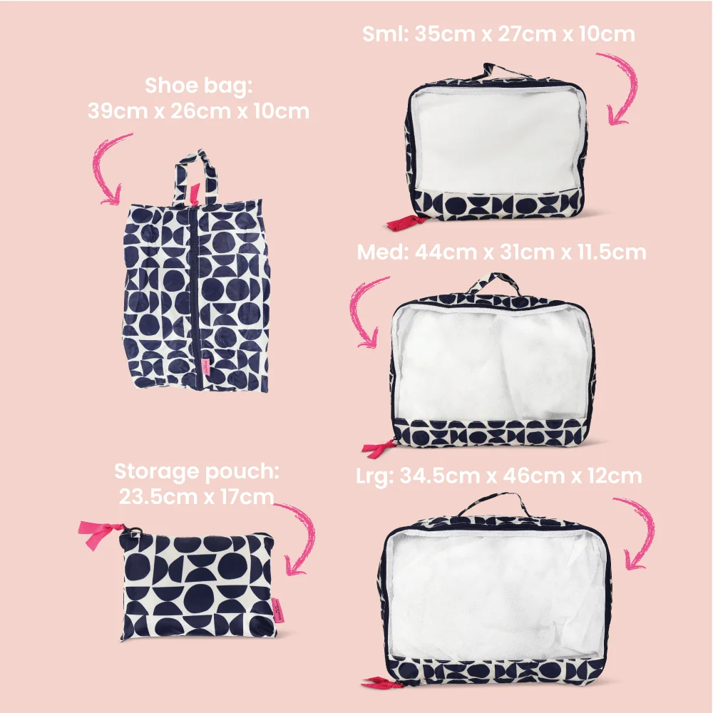 Annabel Trends Packing Cube 5pc Set - Geo Navy