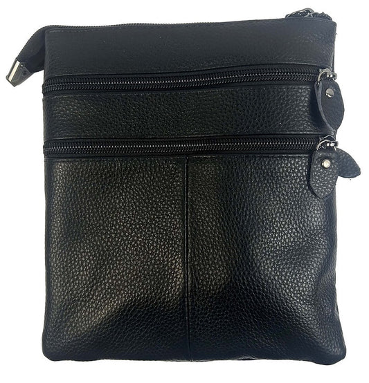 Zeneeba Leather Crossbody Bag - Black