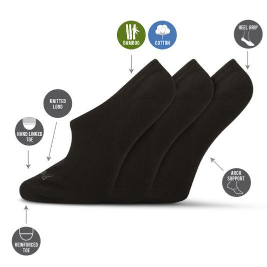 Pussyfoot Invisible Bamboo Cotton Socks 3pk Sz 2-8