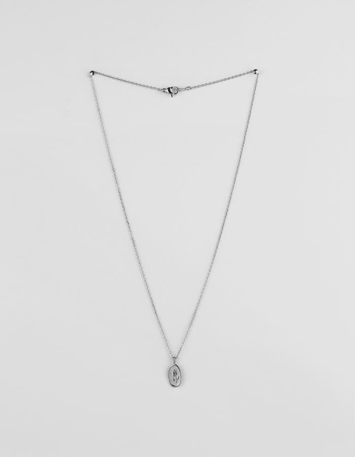 S+G Silver Tulip Stamp Pendant Necklace