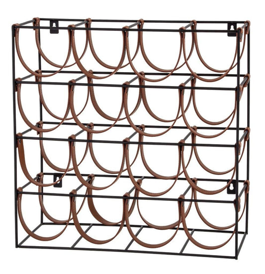 Academy Orwell 16 Bottle Iron & Leather Wine Rack