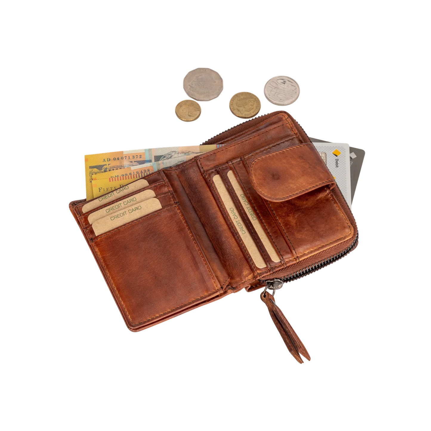 Greenwood Leather Ladies Wallet Cognac