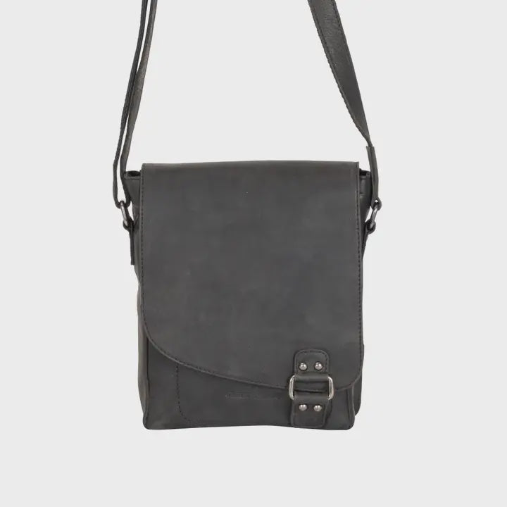 Greenwood Leather Shoulder Bag - Hobart - Black