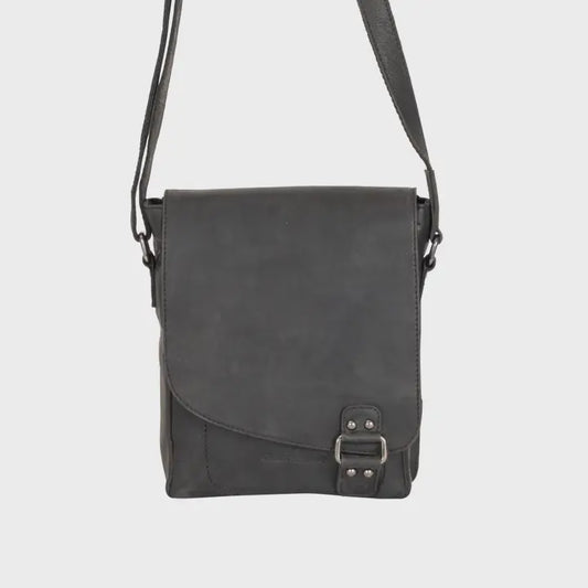 Greenwood Leather Shoulder Bag - Hobart - Black